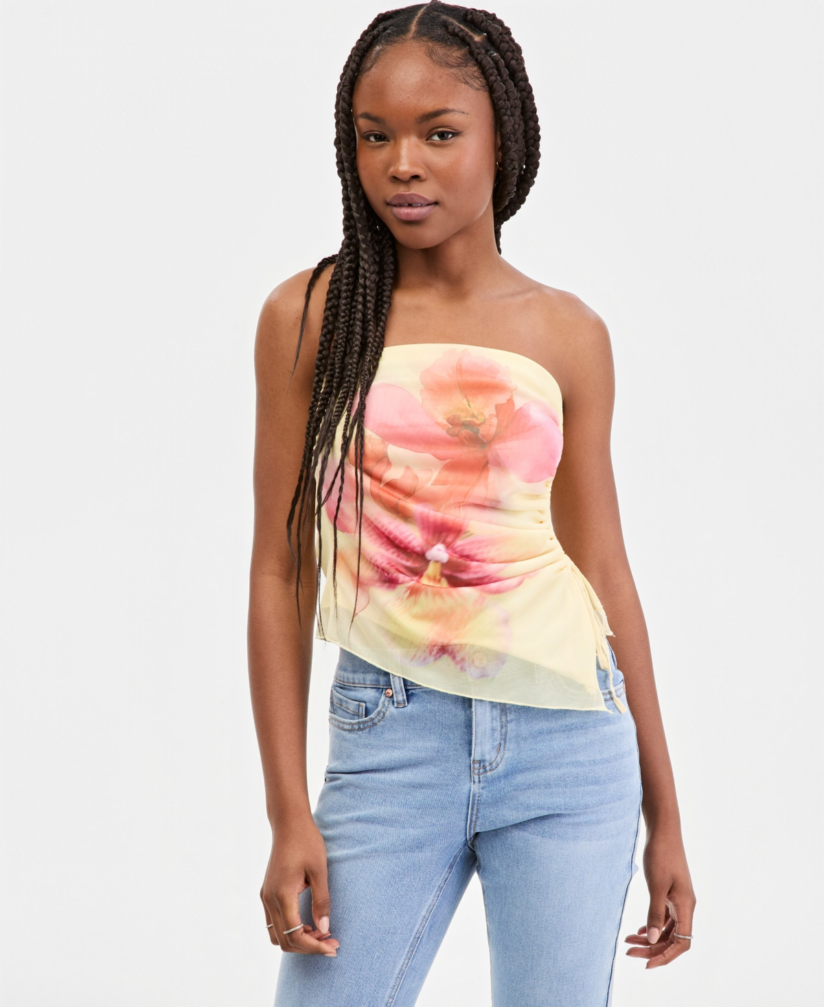Madden Girl Juniors' Hibiscus Mesh Tube Top - Double Cream Cmb | Macy's