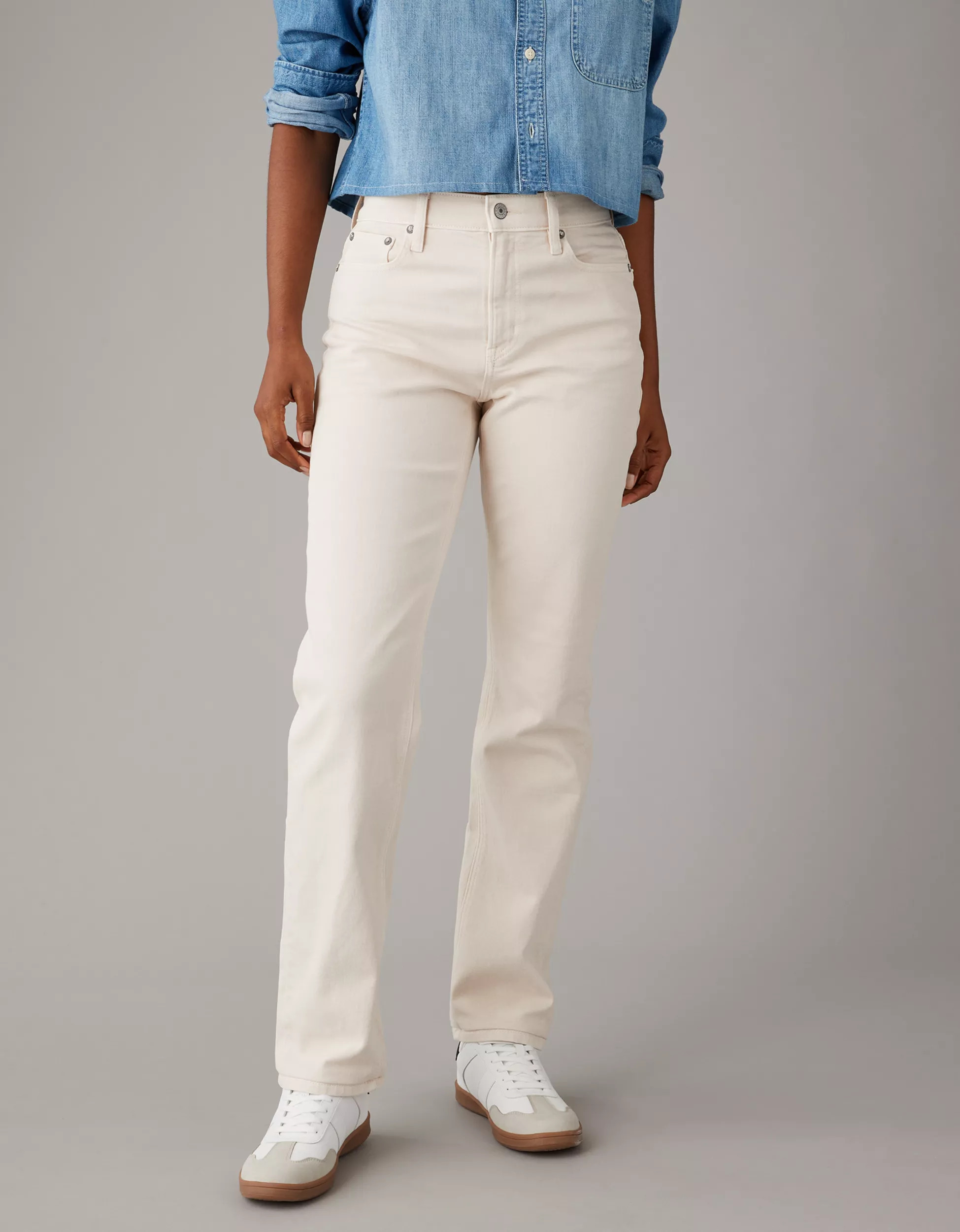 AE Stretch Super High-Waisted Straight Jean | American Eagle Outfitters (US & CA)