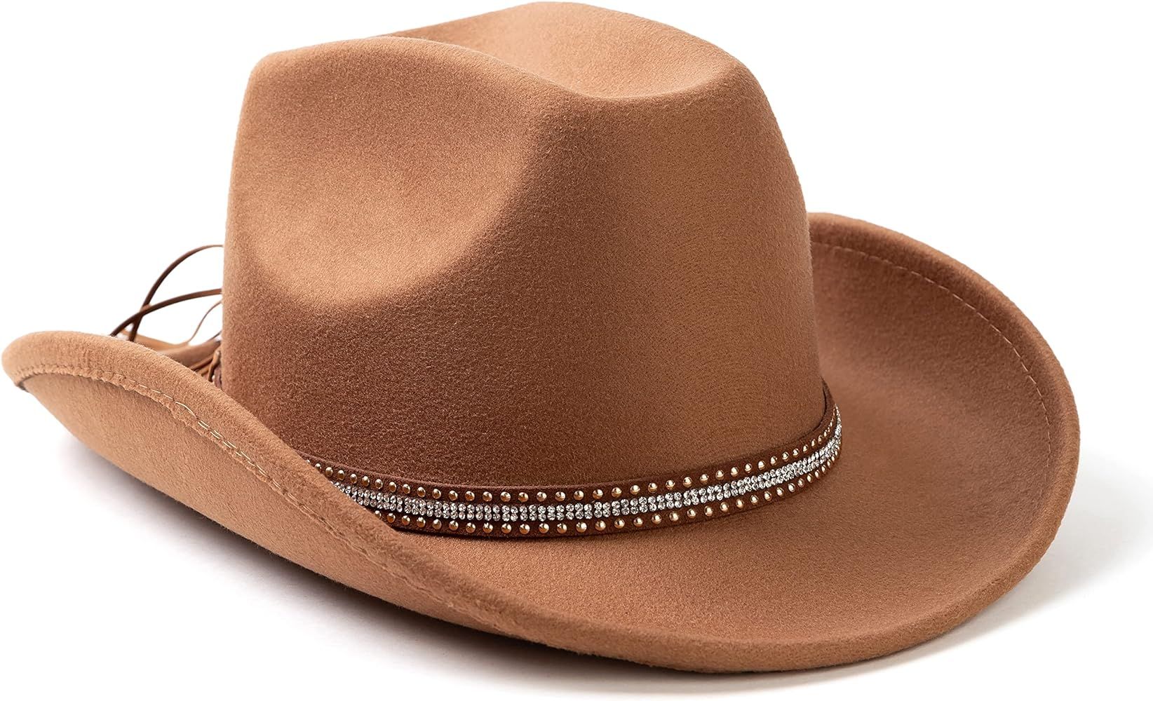Lisianthus Men & Women's Felt Wide Brim Western Cowboy Outdoor Fedora Hats with Belt | Amazon (US)