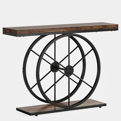 Tribesigns Console Table, 39.37" Entryway Table with Sturdy Wheel-Shaped Frame, Industrial Narrow Sofa Table for Living Room, Hallway, Entrance, Brown | Target