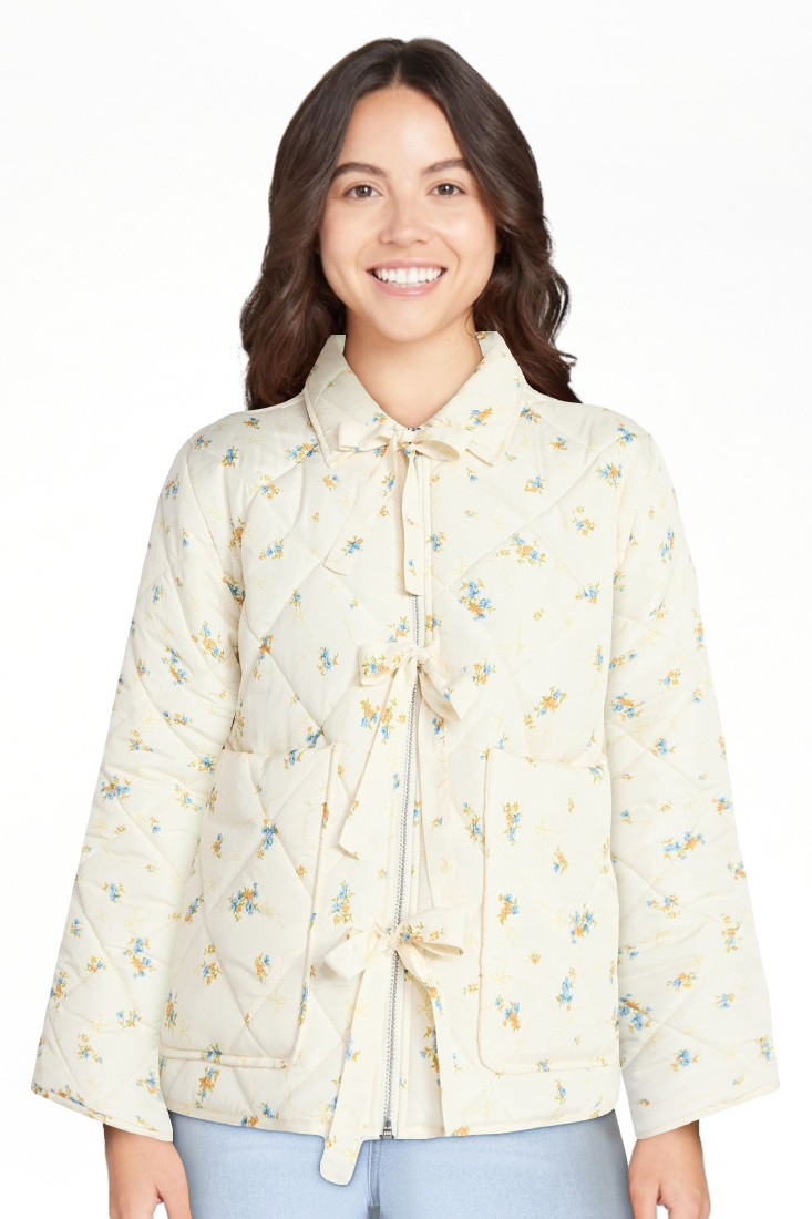 No Boundaries Quilted Bow Jacket, Women's XXS-XXL | Walmart (US)