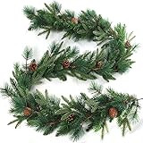 9FT Artificial Angel Pine Garland with 228 Realistic Green Tips & Pine Cones, Festive Holiday Acc... | Amazon (US)