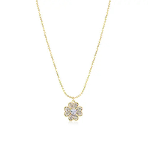 The Lovery Fine Jewelry CZ Lucky Clover Necklace in Gold Plated Sterling Silver at Nordstrom | Nordstrom
