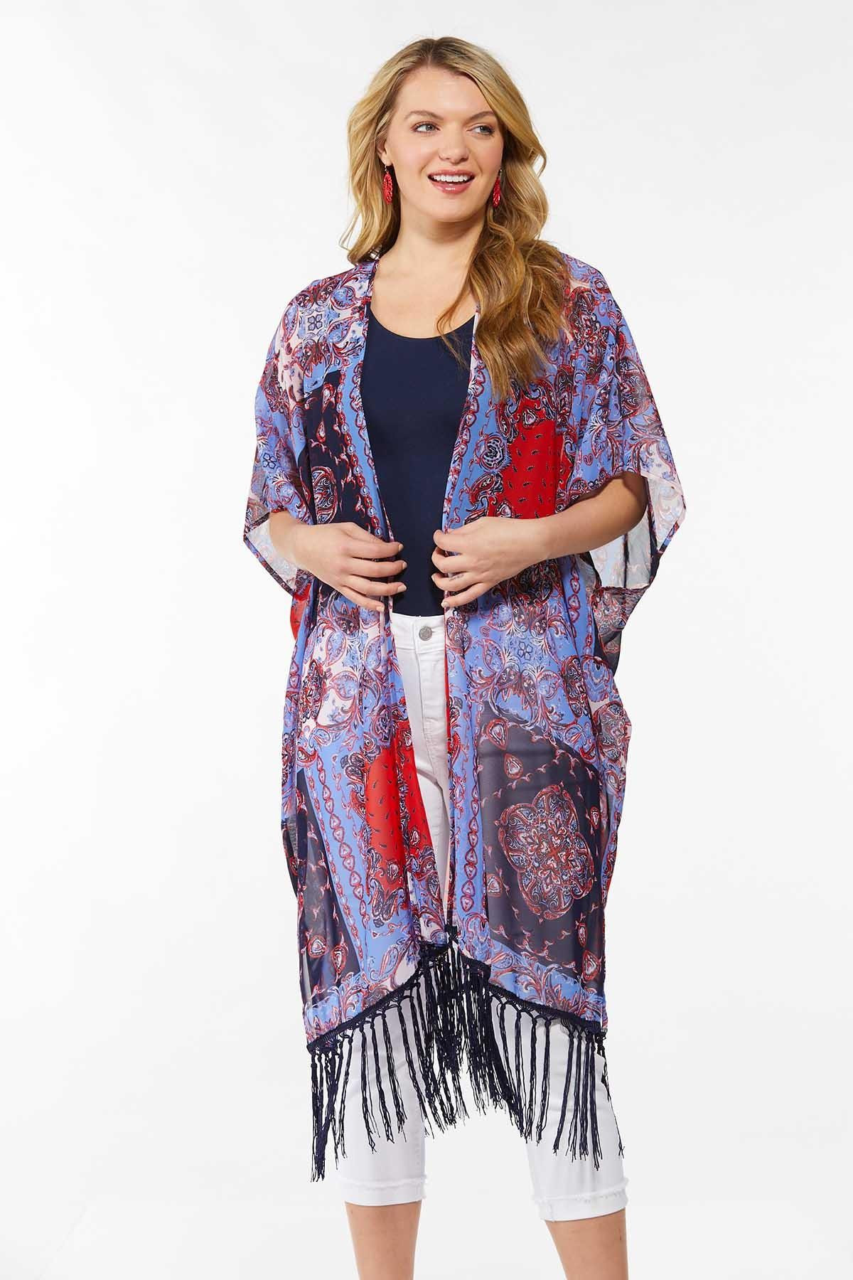Paisley Fringe Kimono | Cato Fashions