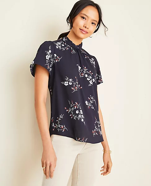 Floral Twist Neck Top | Ann Taylor (US)