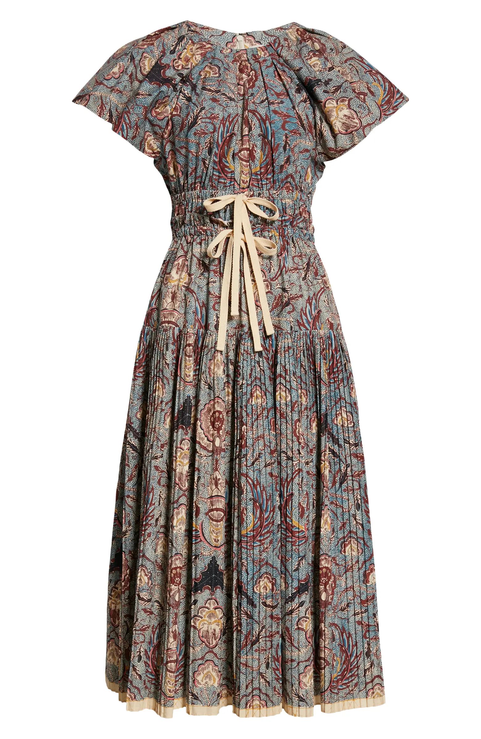 Ulla Johnson Delmara Printed Ruffle Cotton Midi Dress | Nordstrom | Nordstrom