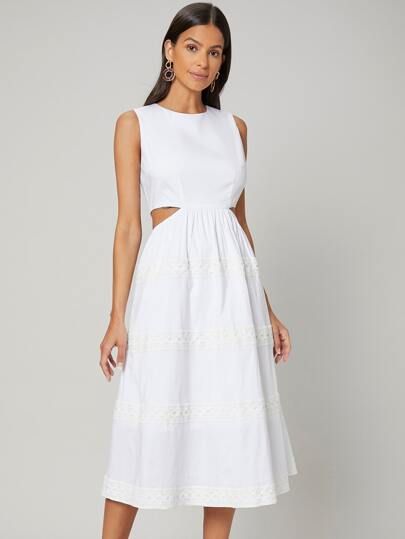 MOTF PREMIUM COTTON MIDI A-LINE DRESS | SHEIN