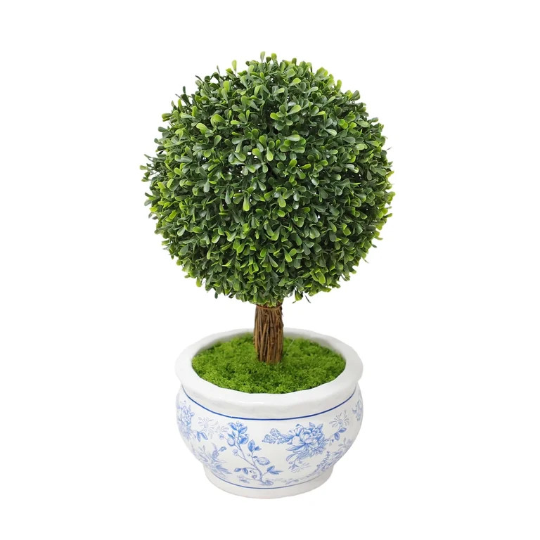 Boxwood Artificial Topiary in Floral Pot, 16", by My Texas House | Walmart (US)