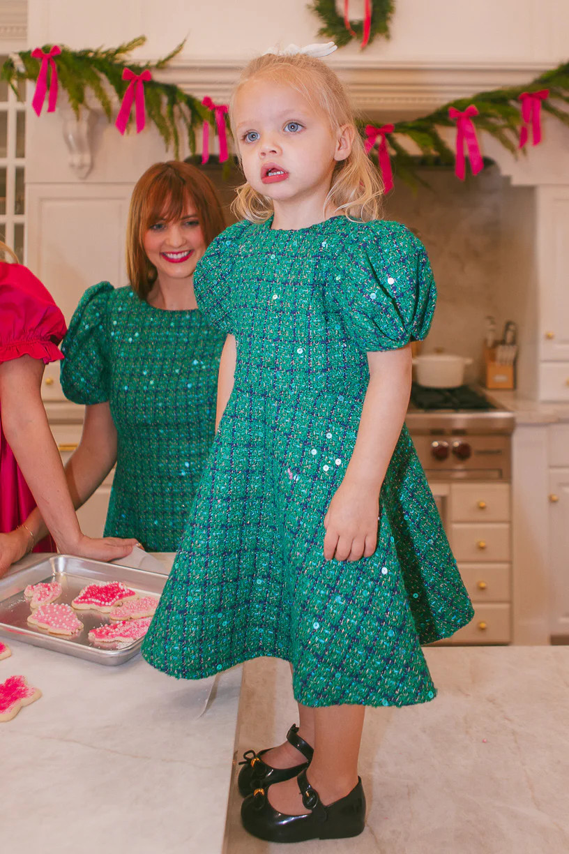 Mini Holly Dress in Green Sparkle | Ivy City Co