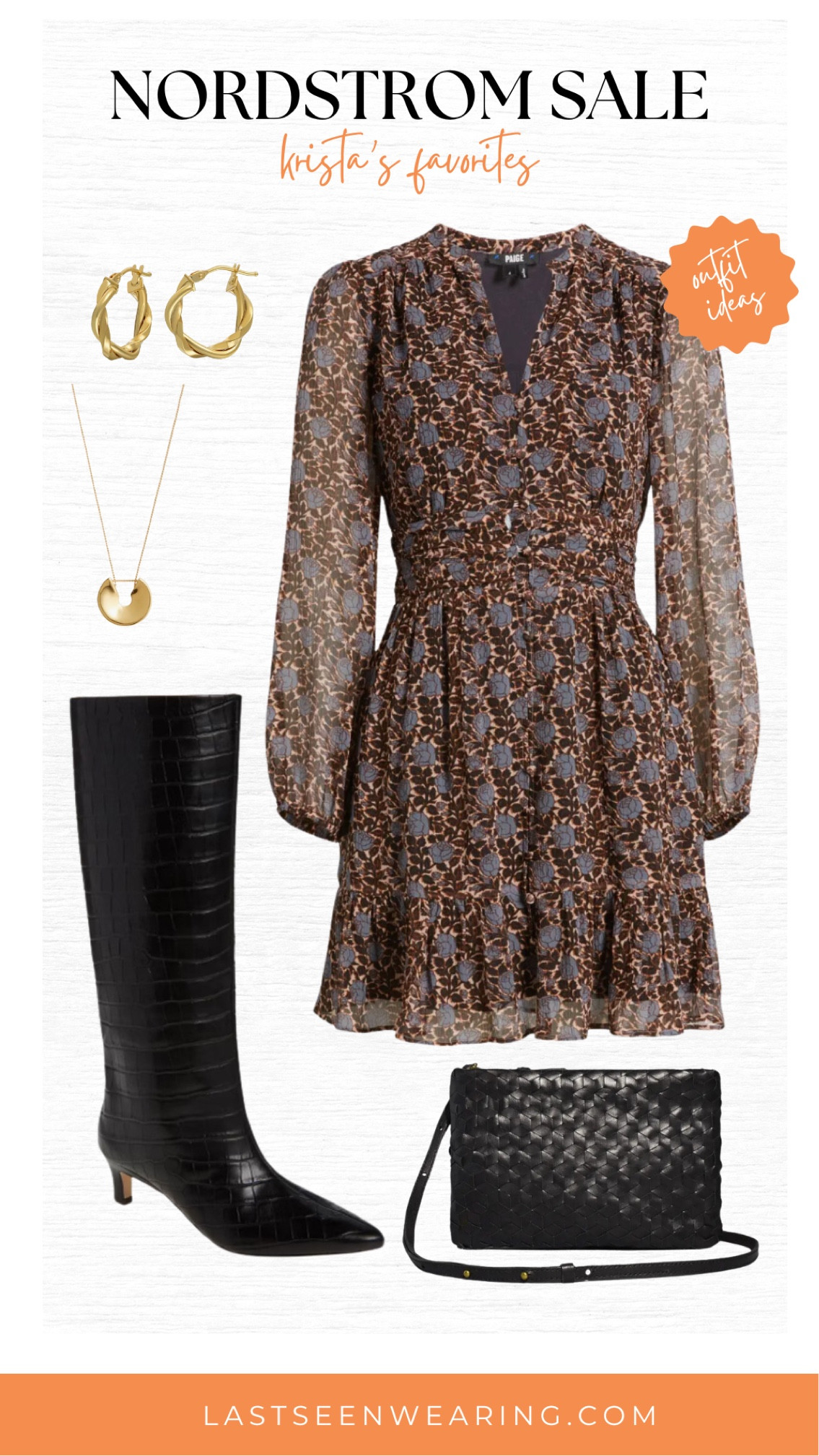 One thing I’m on the hunt for during this year’s sale is a good pair of black boots! These Dauphine kitten heel knee high boots are fabulous and are on sale for $120! This is a great deal for high leg boots. 

I’m also loving this long sleeve dress from PAIGE - it’s the perfect dress for fall and goes well with black or brown boots. This black bag from Madewell ties the boots into the outfit along with these twisted gold hoops and pendant necklace. The perfect girls night outfit!

#LTKStyleTip #LTKSaleAlert #LTKxNSale