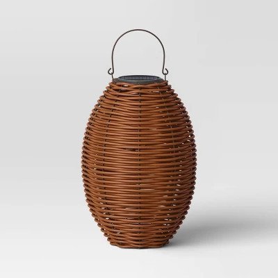 22.5"x15.25" Resin Wicker Woven Medium LED Outdoor Lantern Dark Brown - | eBay US