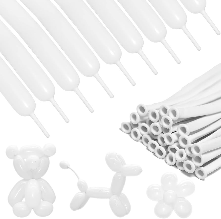 100pcs White 260 Balloons Long Balloons for Balloon Garland, Premium Quality Latex Skinny Magic T... | Amazon (US)