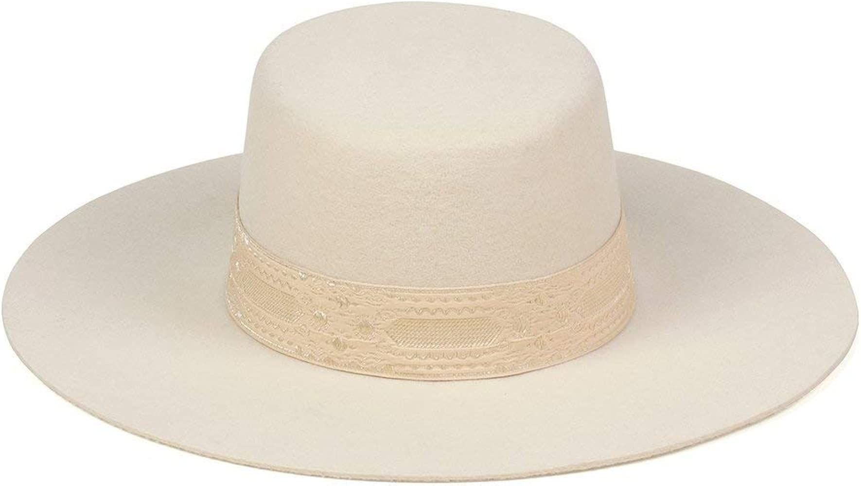 Women's The Sierra Gold Wide-Brimmed Wool Boater Hat | Amazon (US)