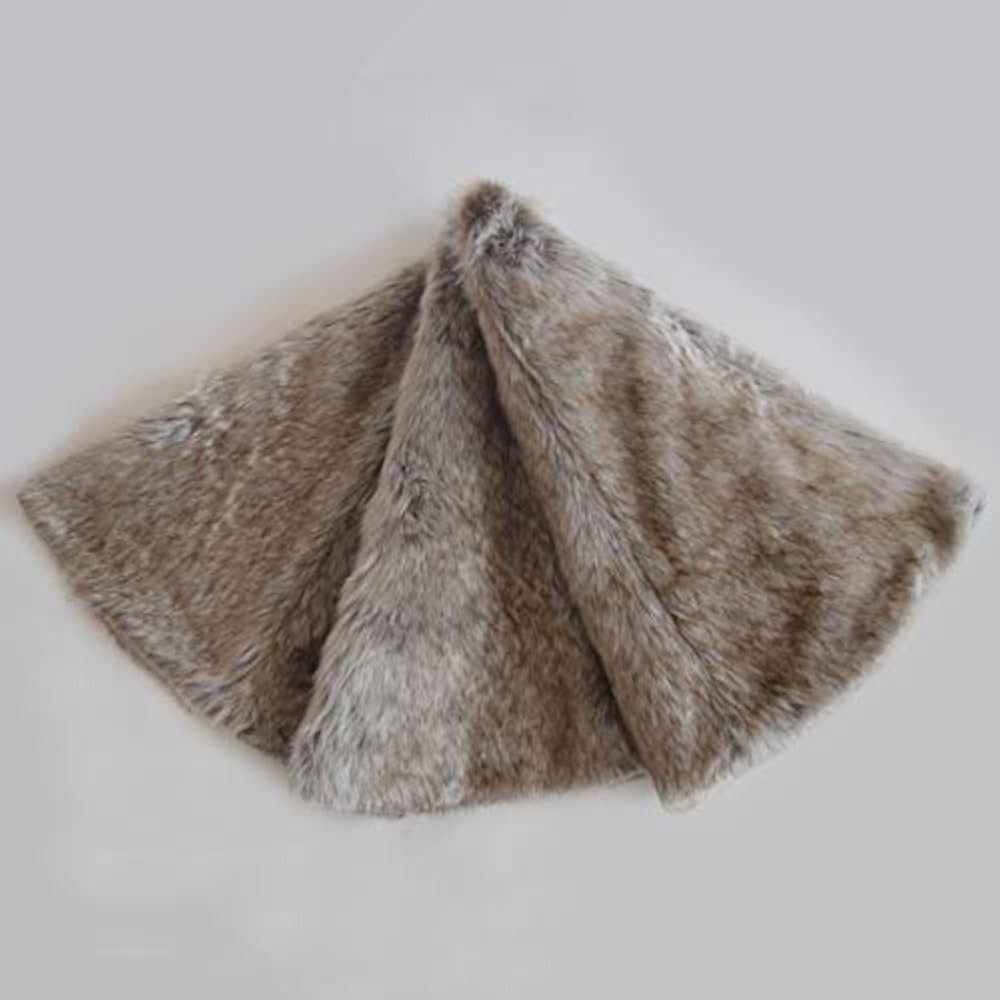 Gireshome Deluxe Multi Colors, Grey Stripe and Beige Mixted Color Faux Fur Christmas Tree Skirt -... | Amazon (US)