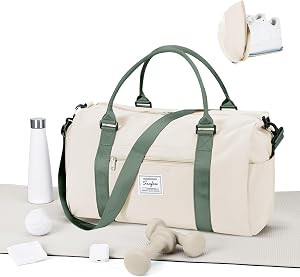 Gym Bag for WomenMen with Shoes Compartment and Wet Pocket,Sport Swimming Yoga Bag,Waterproof Tra... | Amazon (US)