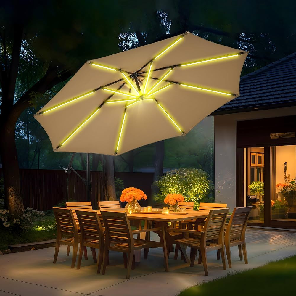 10 ft Offset Patio Umbrella with Stands Included, Large Cantilever Umbrella Outdoor Patio with So... | Amazon (US)
