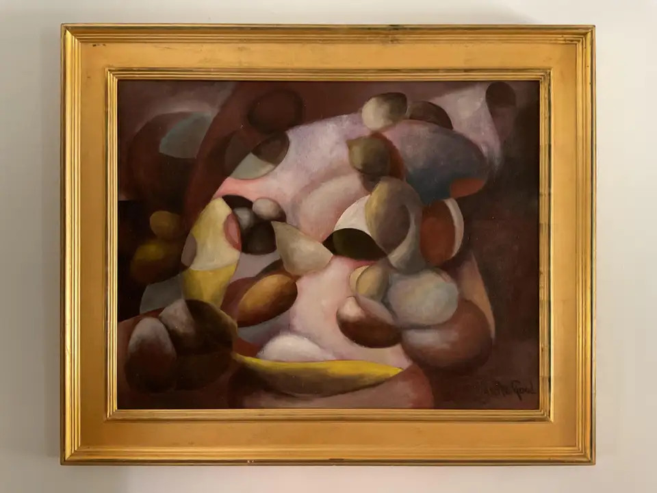 Vintage Modernist Abstract Oil Painting by Texas artist, 1961; Religious theme | 1stDibs