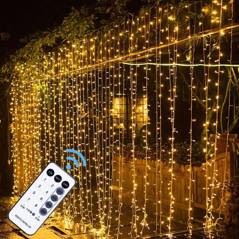 MAGGIFT 304 LED Curtain String Lights, 9.8 x 9.8 ft, 8 Modes Plug in Fairy String Light with Remo... | Amazon (US)