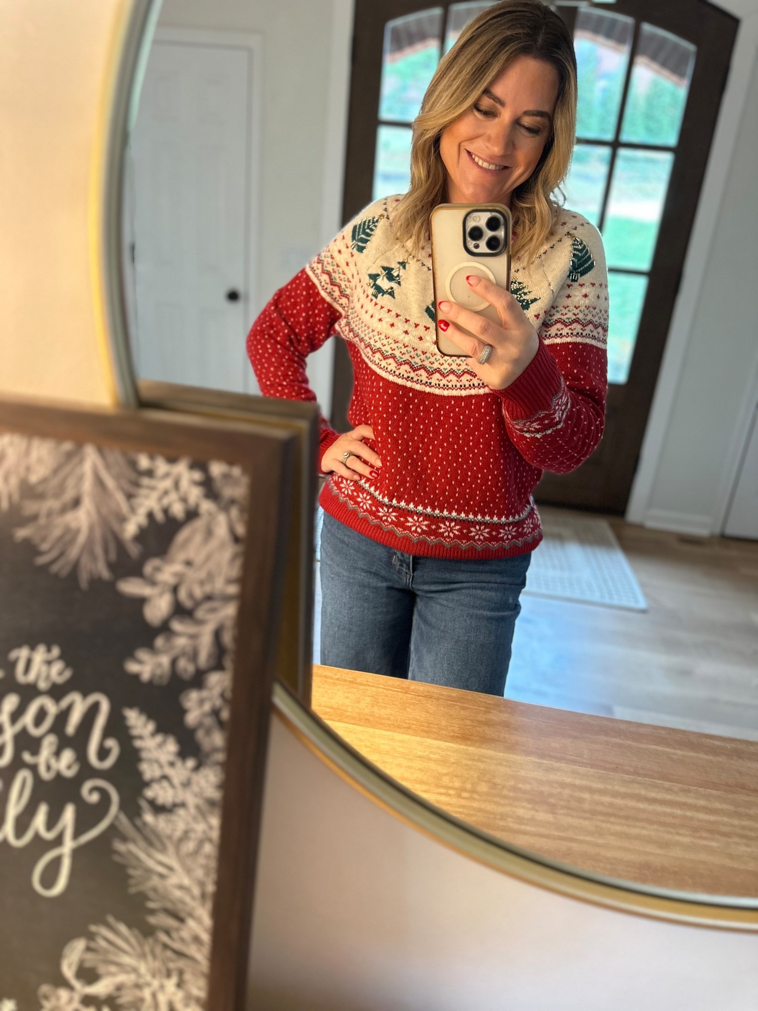 Sweater weather but make it Christmas-y 😉🎄 Red + snowflakes = holiday mood unlocked.

#WalmartStyle #ChristmasOutfit #HolidayLooks #WalmartHoliday #StyleInspo #WinterWear #CasualHolidayStyle #CozyAndCute #FestiveFit #HolidayReady