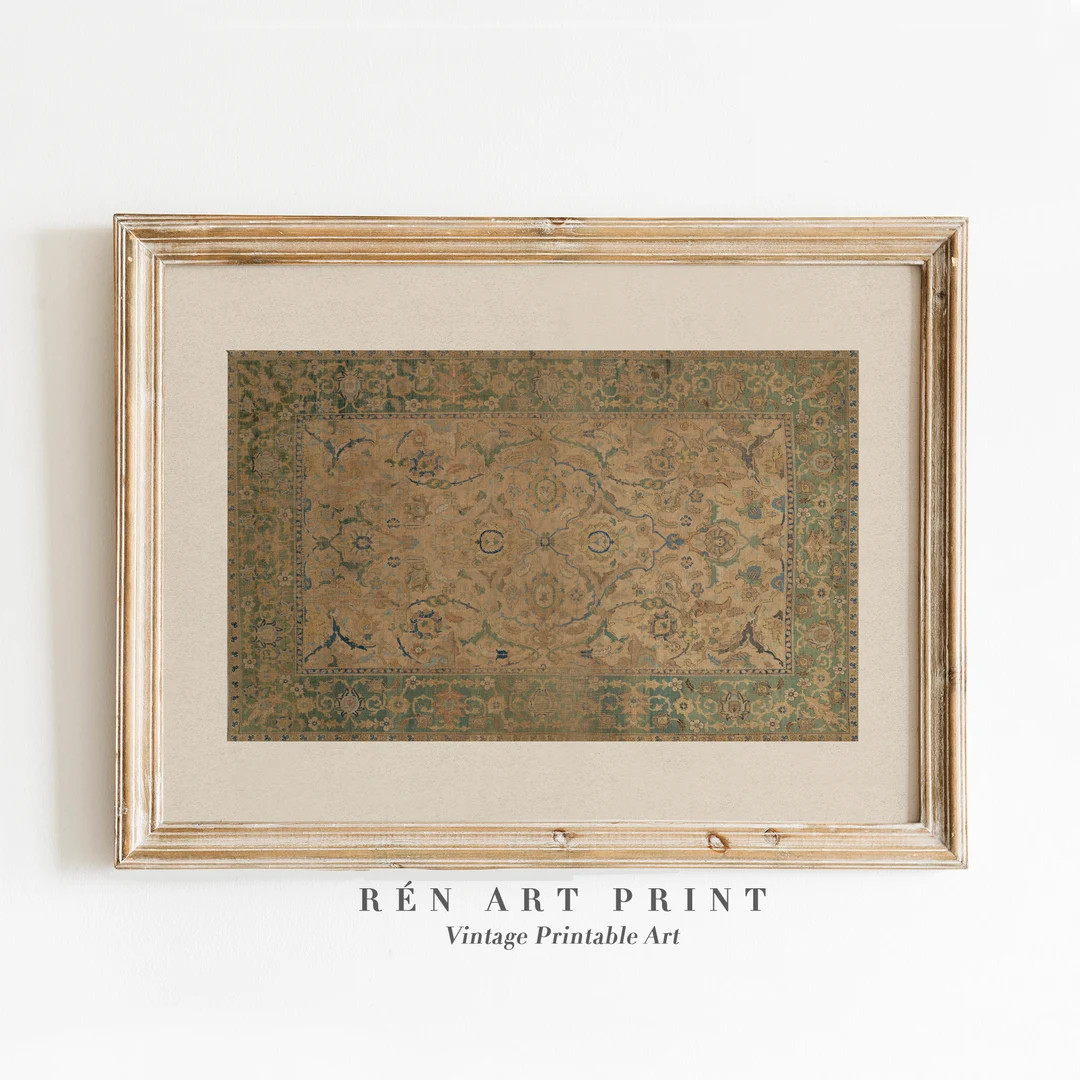 Vintage Textile Wall Art Modern Farmhouse Wall Decor Antique Tapestry Printable Art Warm Aestheti... | Etsy (US)