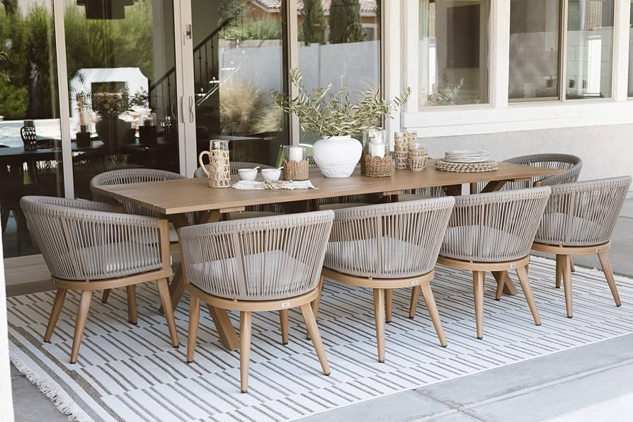 PURPLE LEAF Outdoor Dining Set for 10 All-Weather Aluminum 11 Piece Furniture Sets with Woodgrain... | Amazon (US)
