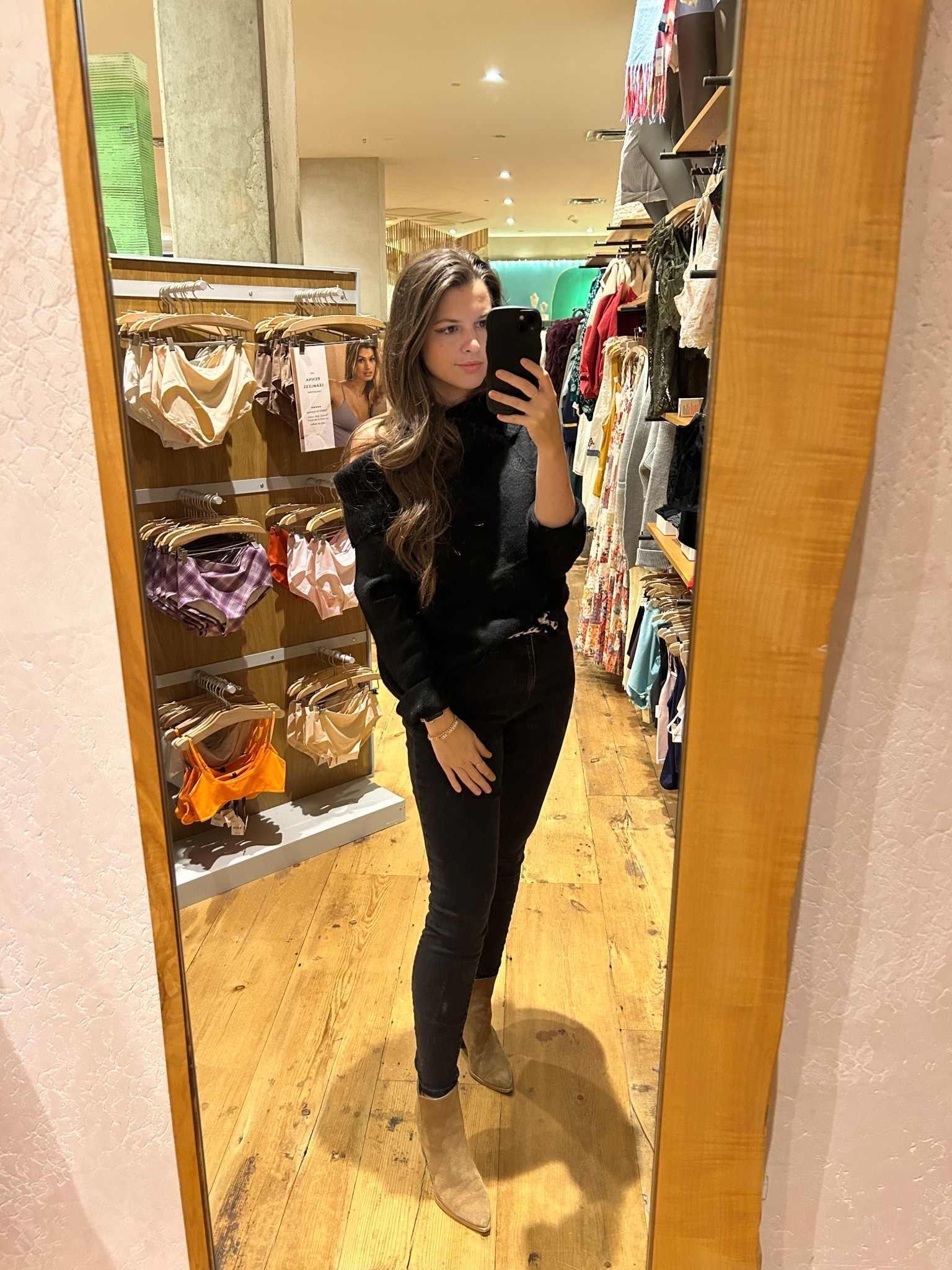 // off the shoulder sweater // cute girls night outfit // black denim // booties // 

#LTKootd #LTKHoliday #LTKFindsUnder100