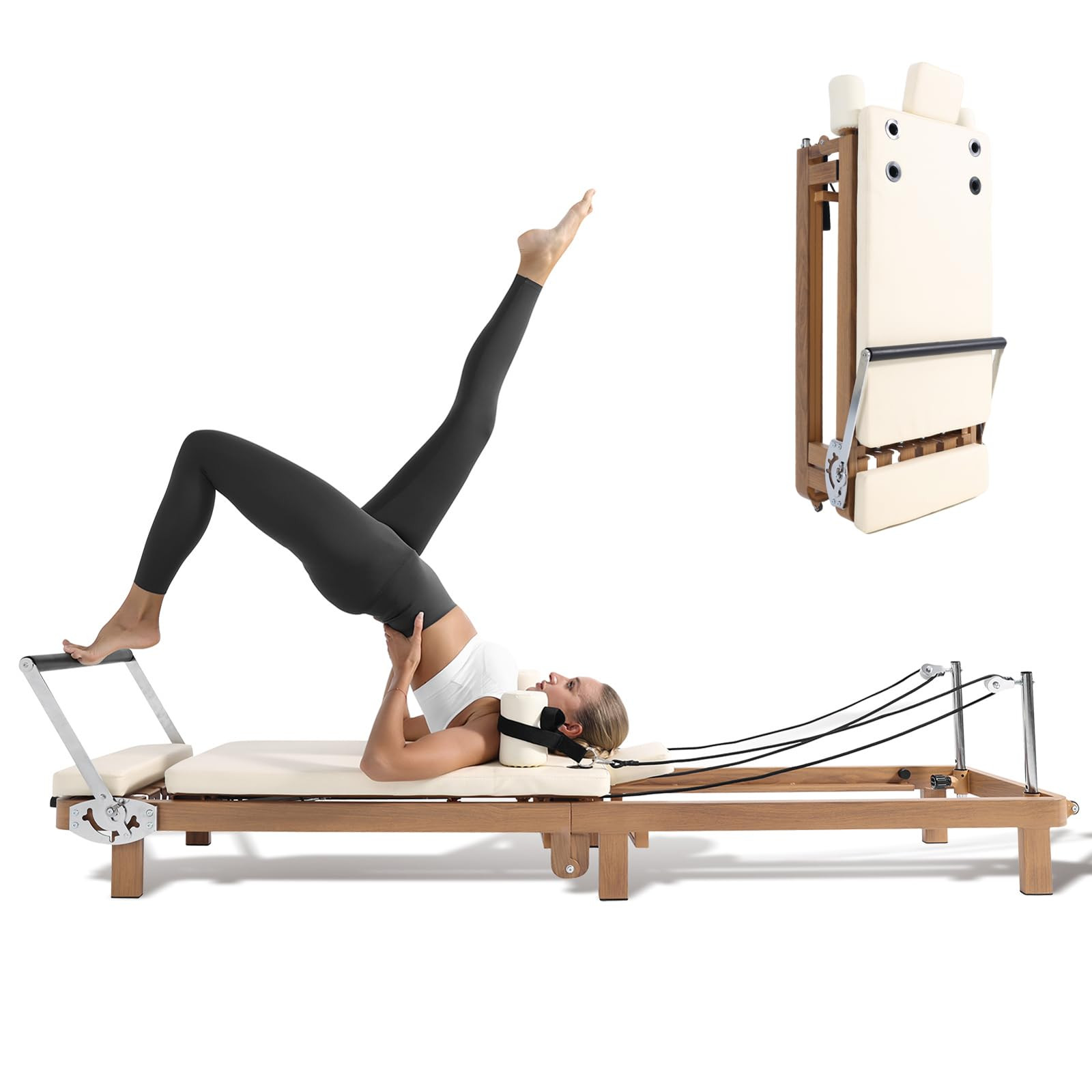 Foldable Pilates Reformer & Pilates Square Box Set–90% Pre-Assembled Home Gym Women Men Workout... | Amazon (US)