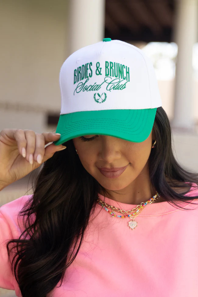 Birdies & Brunch Green Trucker Hat | Pink Lily