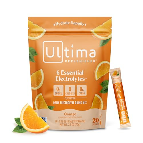 Ultima Replenisher Daily Electrolyte Drink Mix – Orange, 20 Stickpacks – Hydration Packets with 6 Key Electrolytes & Trace Minerals – Keto Friendly, Vegan, Non-GMO & Sugar-Free Electrolyte Powder | Amazon (US)