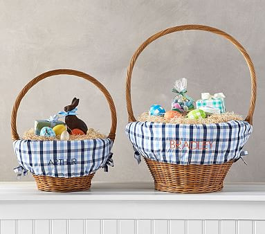 Blue/White Nantucket Plaid Easter Basket Liners | Pottery Barn Kids