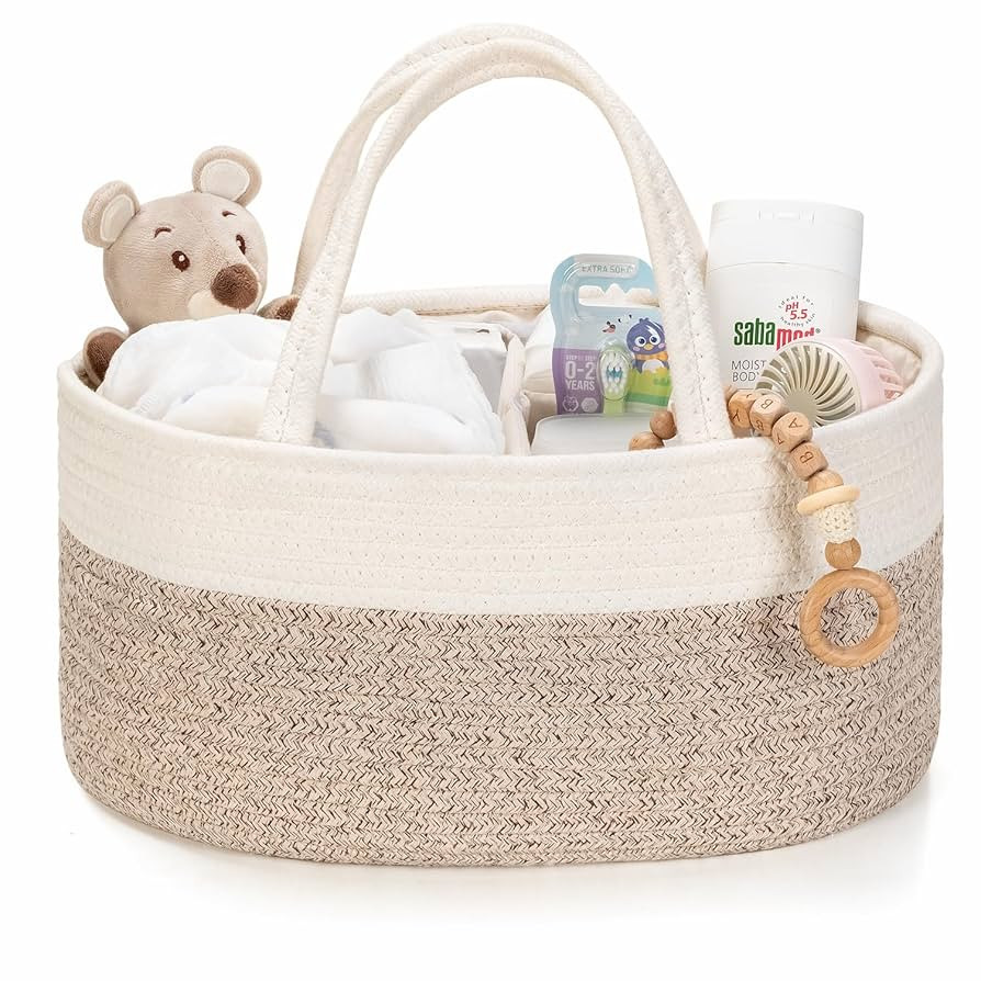 Diaper Caddy Organizer, Baby Storage Basket, Nursery Bin and Car Organizer for Diapers, Gift Bask... | Amazon (US)