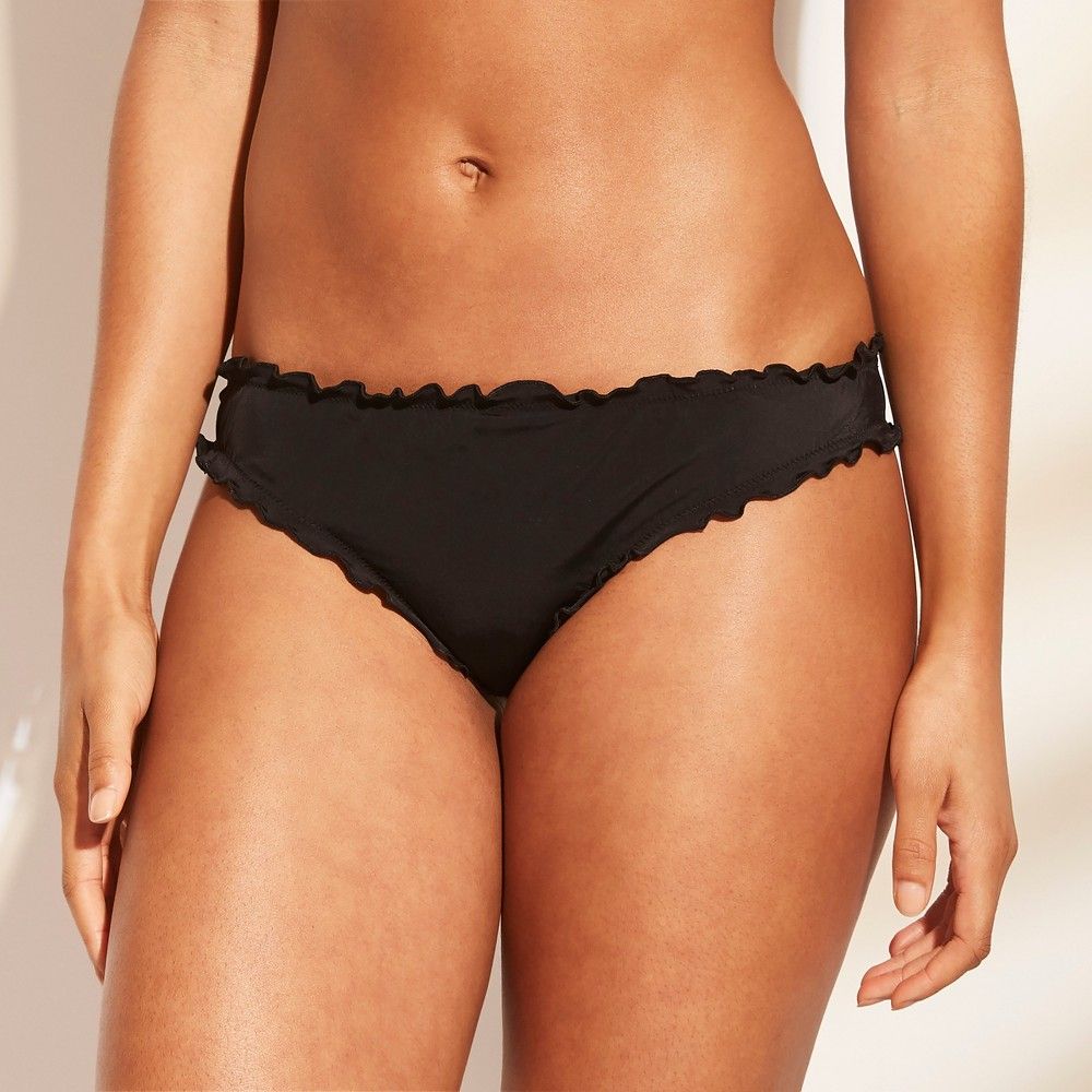 Women's Sun Rays Ruffle Extra Cheeky Bikini Bottom - Shade & Shore Black XS | Target