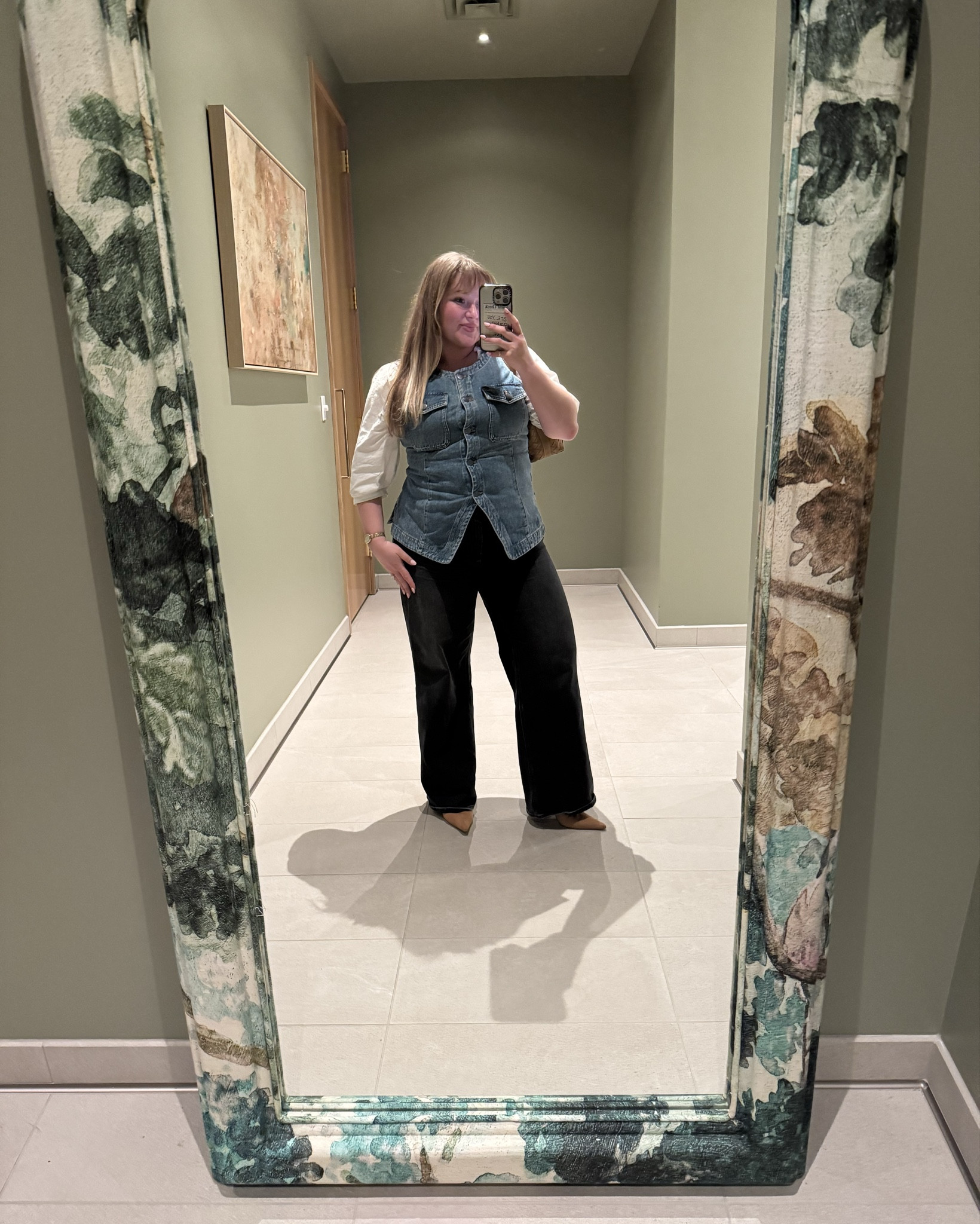 Girls night outfit
Denim vest outfit 
Anthropologie mirror
Judarn upholstered mirror
Black wide leg jeans
Paige Sasha jeans
Madewell
Size 14 outfit inspo

#LTKxMadewell #LTKPlusSize #LTKMidsize