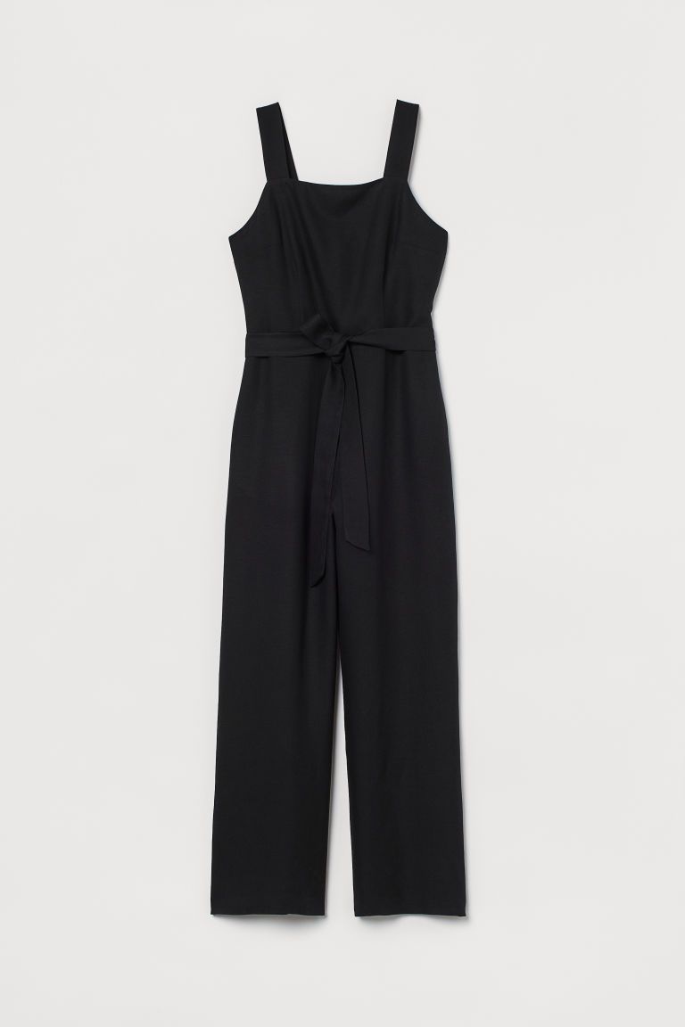 H & M - Linen-blend Jumpsuit - Black | H&M (US + CA)