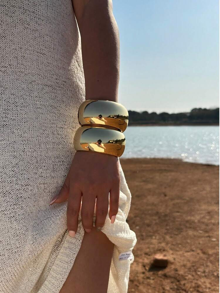 European Exaggerated Layered Wide Bangle Bracelet, Minimalist Fashion Casual, For Daily Wear | SHEIN