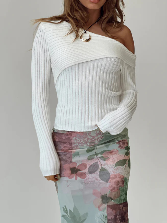 Jaybell Cold Shoulder Sweater White | Princess Polly US