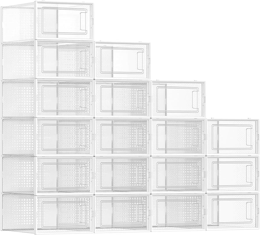 SONGMICS Shoe Boxes, Set of 18 Shoe Storage Organizers, Stackable and Foldable for Sneakers, Fit ... | Amazon (CA)
