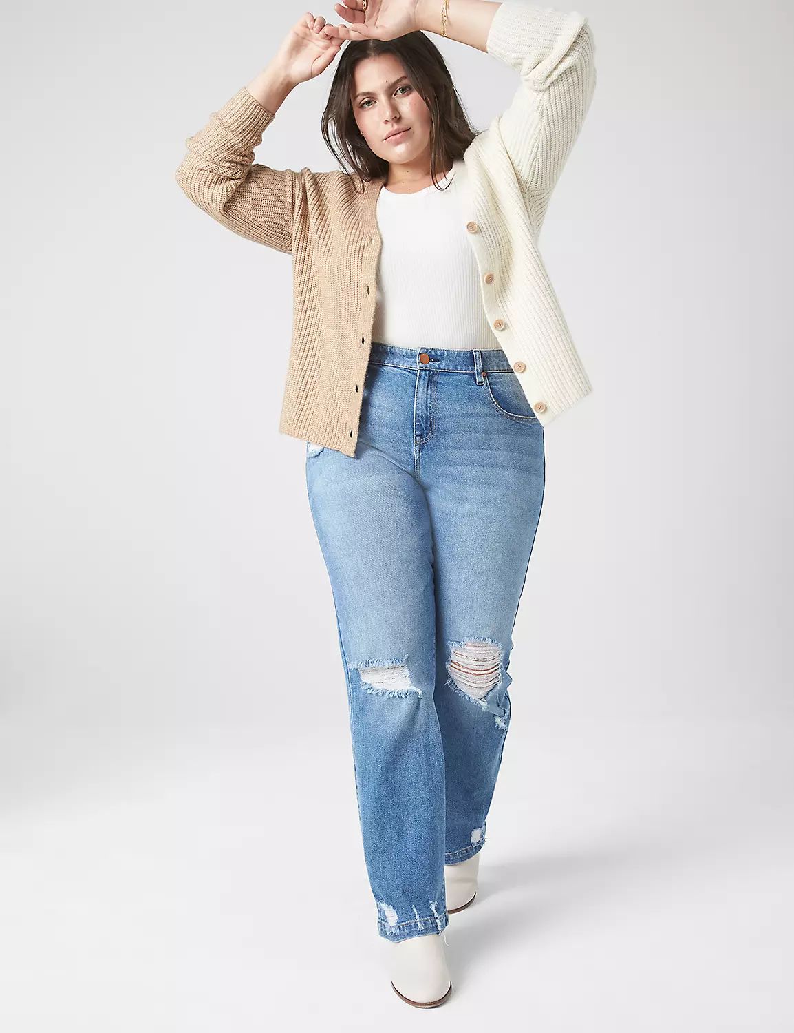 Classic Button-Front Colorblock Cardigan | LaneBryant | Lane Bryant (US)