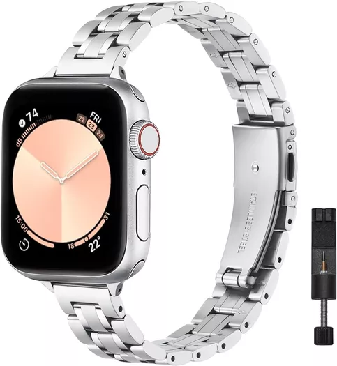 MioHHR Stainless Steel Band and Case Compatible with Apple Watch Band 49mm,  Men Metal Protective Bumper Cover for iWatch Ultra 2/1