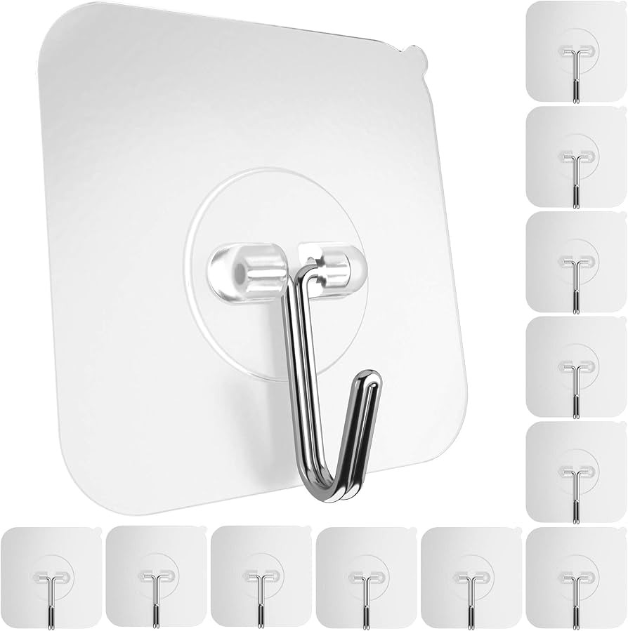 GLUIT Adhesive Wall Hooks for Hanging Heavy Duty 22 lbs Hooks for Walls No Damage, Towel Sticky C... | Amazon (US)