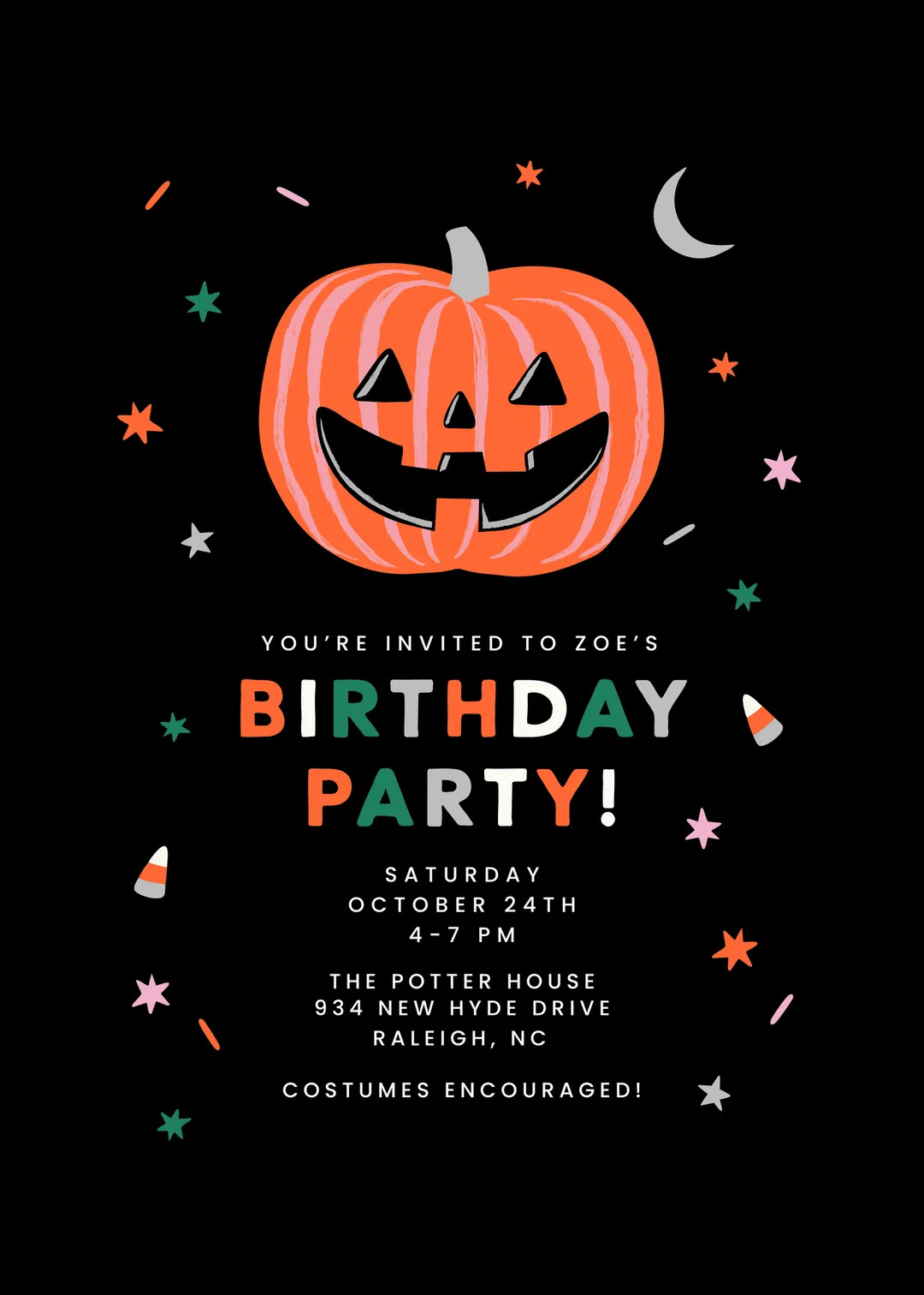 Halloween Birthday Party Digital Invite | My Mind's Eye