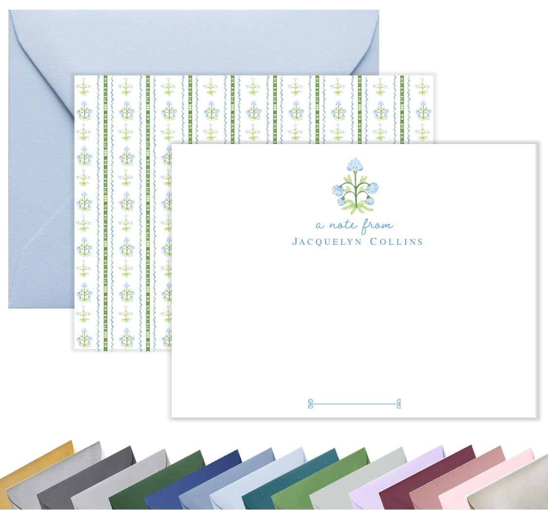Personalized Chinoiserie Stationery for Women – Blue and White Ginger Jar Topiary Note Cards wi... | Amazon (US)