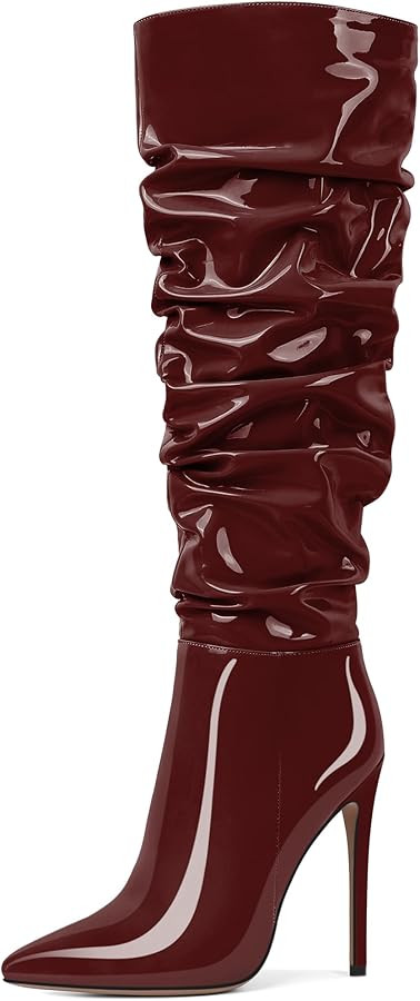 AUMOTED Knee High Boots for Women Stiletto Heel Womens Boots Side Zipper Slouchy High Boots for W... | Amazon (US)