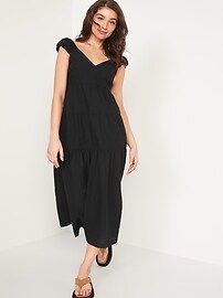 Fit &#x26; Flare Tiered Seersucker All-Day Maxi Dress for Women | Old Navy (US)