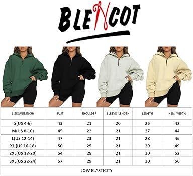 BLENCOT Women Half Zip Pullover Hoodies Long Sleeve Casual Oversized Y2K Fall Sweatshirt with Poc... | Amazon (US)