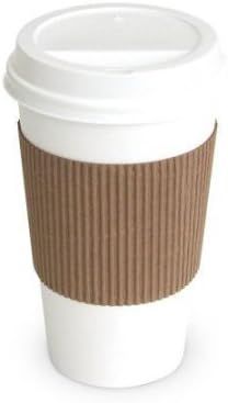 20oz Hot Paper Cups with Lids and Sleeves 50 Pack (white) | Amazon (US)