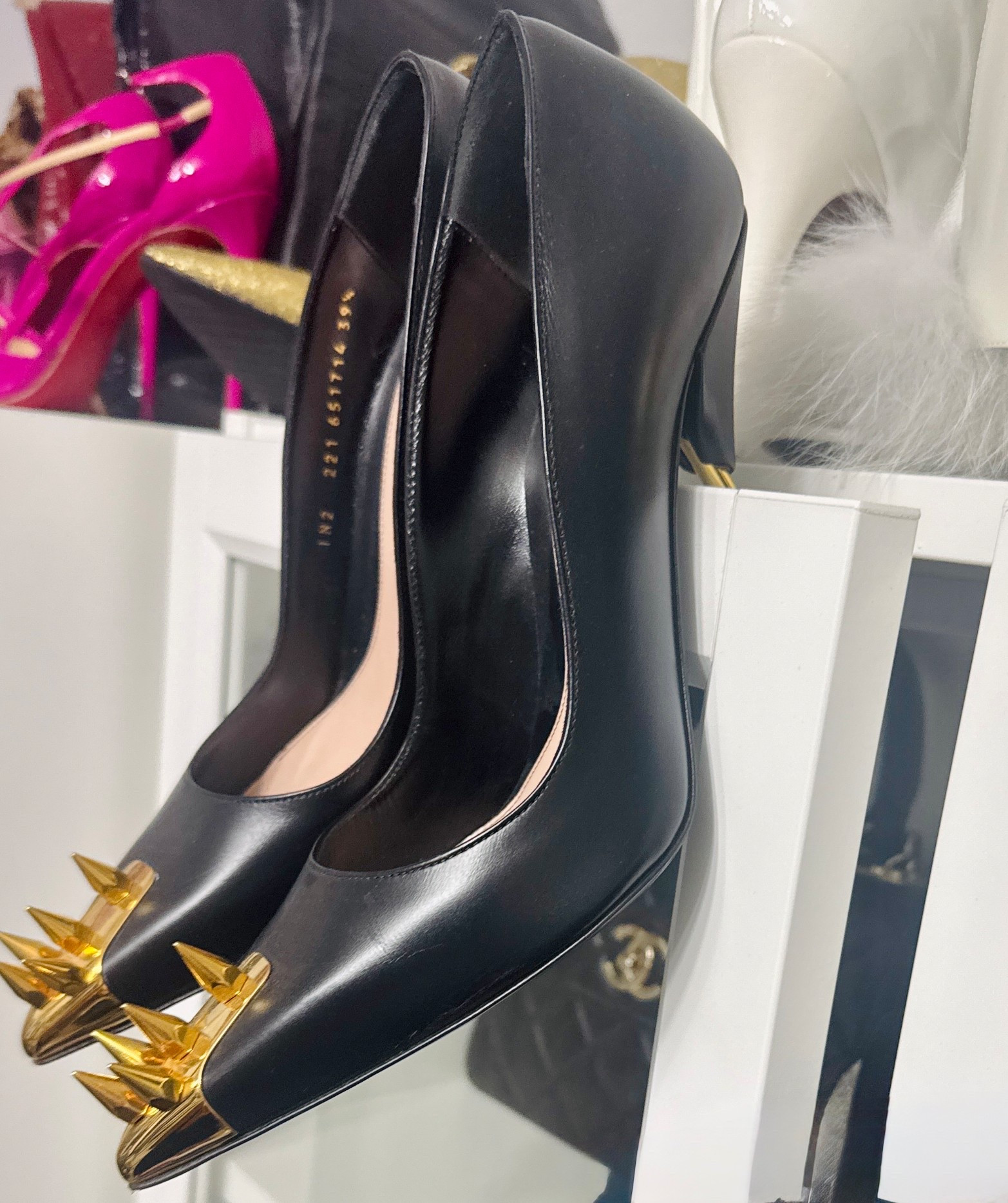 The power shoe: sharp, sleek, and edged with gold. Perfect for grounding eveningwear or adding bite to a tailored look.

#LTKStyleTip #LTKOver40 #LTKShoeCrush
