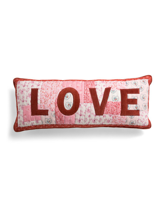 12x32 Love Patchwork Velvet Applique Pillow | TJ Maxx