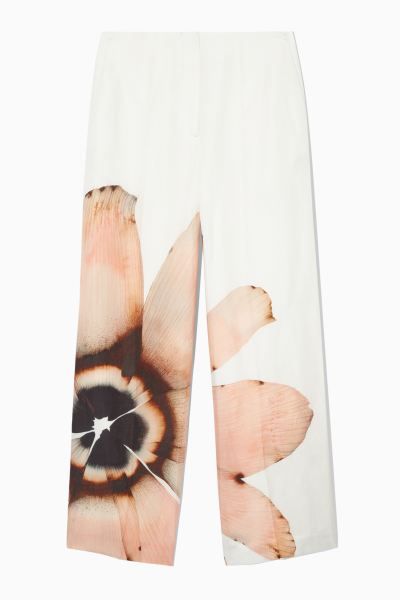 FLORAL-PRINT WIDE-LEG TROUSERS - WHITE / FLORAL - Ladies | H&M GB | H&M (UK, MY, IN, SG, PH, TW, HK)
