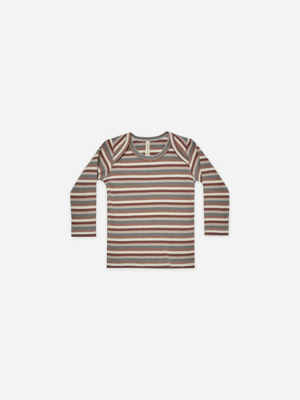 ribbed long sleeve tee | autumn stripe | Quincy Mae